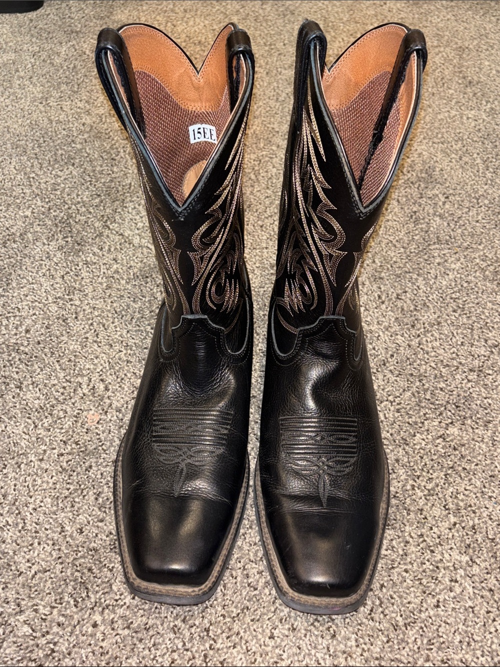 Ariat Men’s Size 15EE Black Leather Pull-On Western Boot Mid-Calf Square Toe